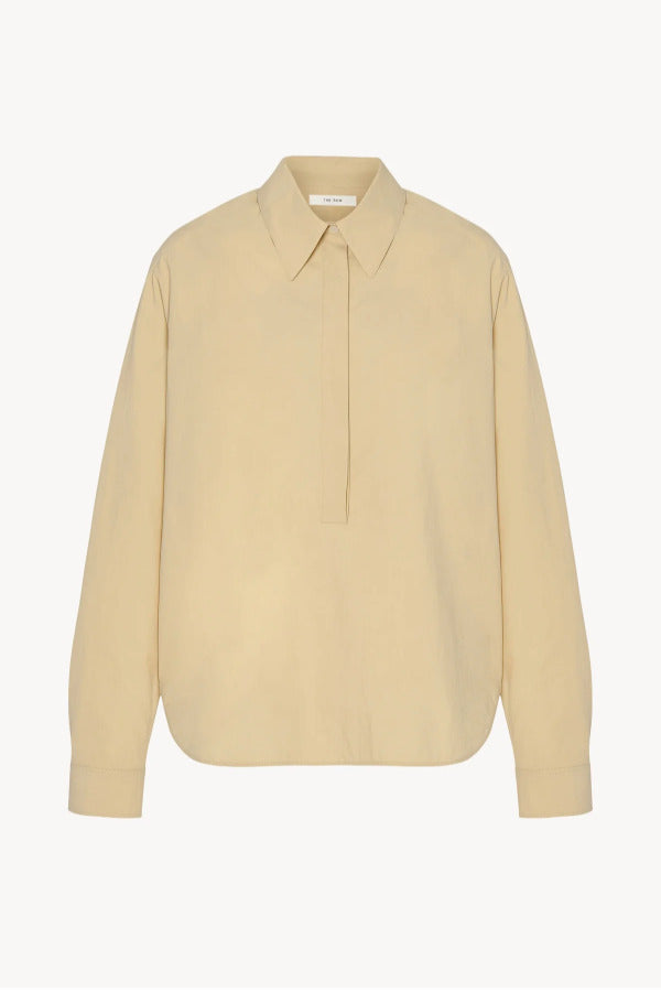 Front view of sand margan shirt on white background, with no model shown.