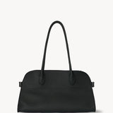 Front view of dark pine margaux shoulder 12 bag on white background, with no model shown.