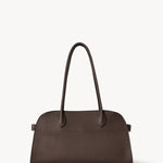 Front view of deep brown margaux shoulder 12 bag on white background, with. no model shown.