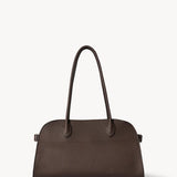 Front view of deep brown margaux shoulder 12 bag on white background, with. no model shown.