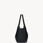 Side view of black marlo 12 bag on white background, with no model shown.