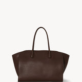 Front view of deep brown marlo 14 bag on white background, with no model shown. 