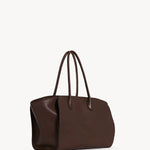 Front slanted view of deep brown marlo 14 bag on white background, with no model shown.