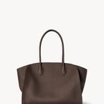 Front view of deep brown marlo 14 bag on white background, with no model shown.
