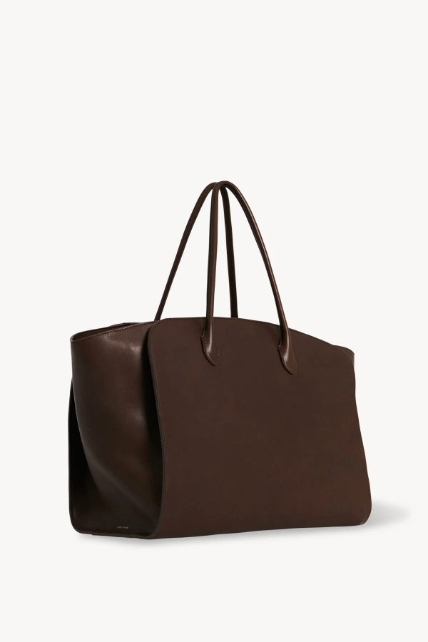 Front slanted view of deep brown marlo 17 bag on white background, with no model shown.