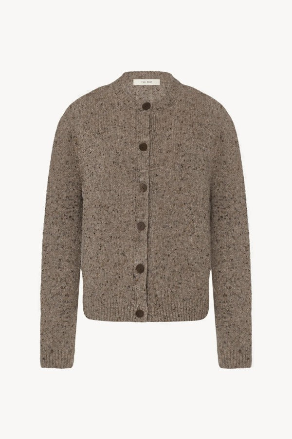 Front view of sepia mauino caridgan on white background, with no model shown.