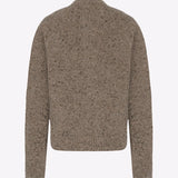 Back view of sepia mauino cardigan on white background, with no model shown.