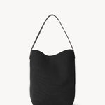 Front view of black medium n/s park tote on white background, with no model shown.