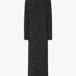 Back view of charcoal melange melani dress on white background, with no model shown.