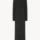 Back view of charcoal melange melani dress on white background, with no model shown.