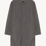 Front view of grey cobalt men's hesper coat on white background, with no model shown.