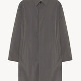 Front view of grey cobalt men's hesper coat on white background, with no model shown.