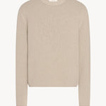 Front view of ecru nikola sweater on white background, with no model shown.