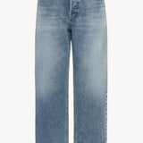 Front view of medium blue men's ross jean on white background, with no model shown.