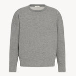 Front view of grey melange sedrick top on white background, with no model shown.