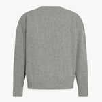 Back view of grey melange sedrick top on white background, with no model shown.