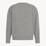 Back view of grey melange sedrick top on white background, with no model shown.