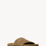 Front slanted view of military hugh slide sandal on white background, with no model shown.