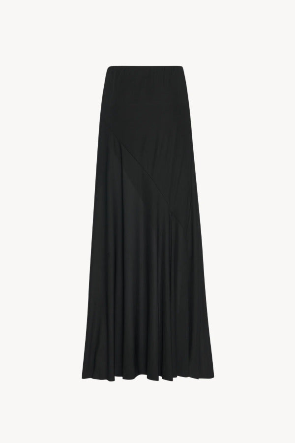 Back view of black mirla skirt on white background, with no model shown.