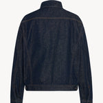 Back view of indigo ness jacket on white background, with no model shown.