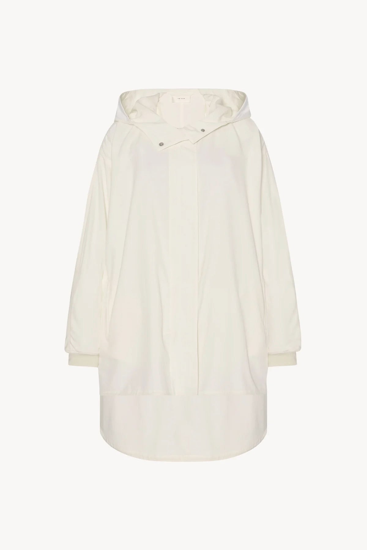 Front view of off-white Kemetina Coat on white background, with no model shown