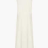 Back view of off-white Nicole dress on white background, with no model shown