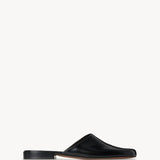 Right side view of black penelope mule on white background, with no model shown.