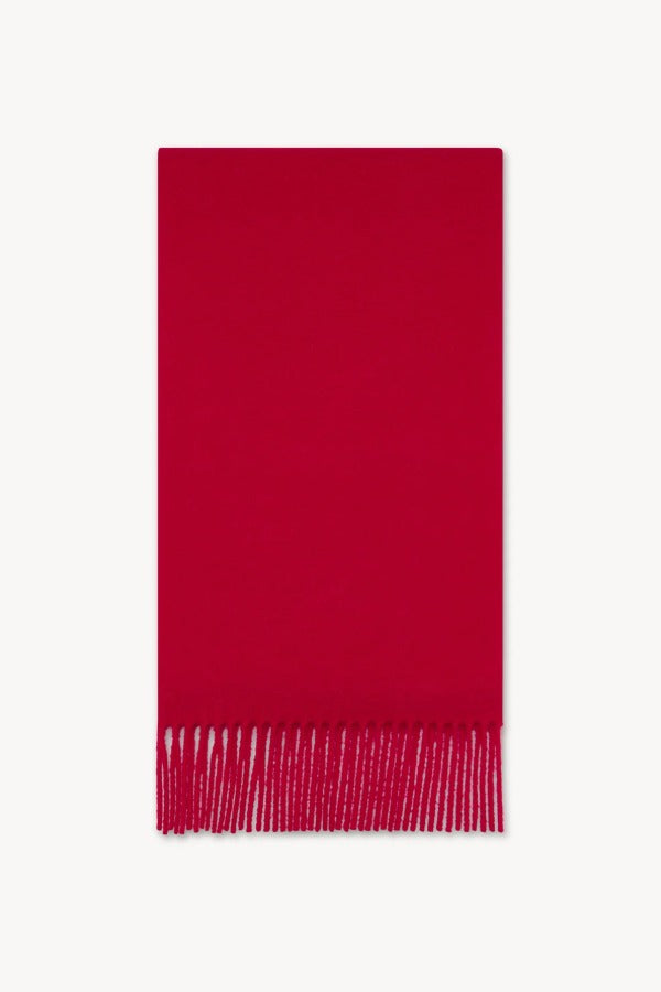 Folded view of goji berry perico scarf on white background, with no model shown.