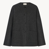 Front view of dark charcoal quintus hacket on white background, with no model shown.