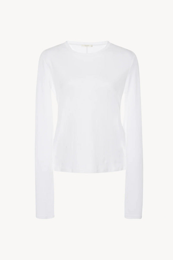 Front view of the white sherman t-shirt on white background, with no model shown.
