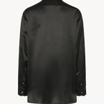 Back view of black sisilia shirt on white background, with no model shown.