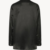 Back view of black sisilia shirt on white background, with no model shown.