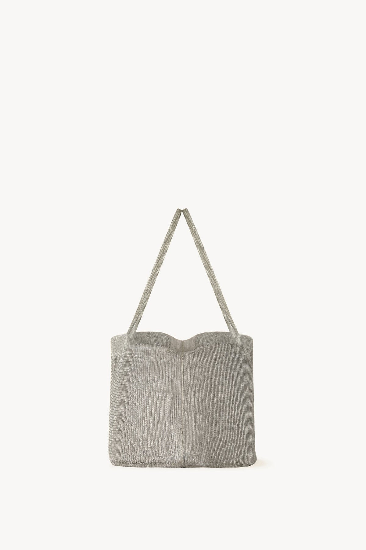 Side view of steel mesh bag on white background, with no model shown.