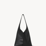 Front view of black small bindle stitch bag on white background, with no model shown.