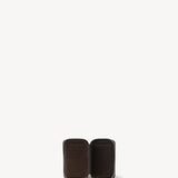 Open view of dark brown small zip wallet on white background, with no model shwon.