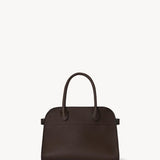 Front view of deep brown soft margaux 10 on white background, with no model shown.