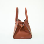 Side view of Soft Margaux 10 Bag in brown pictured on white background with no model