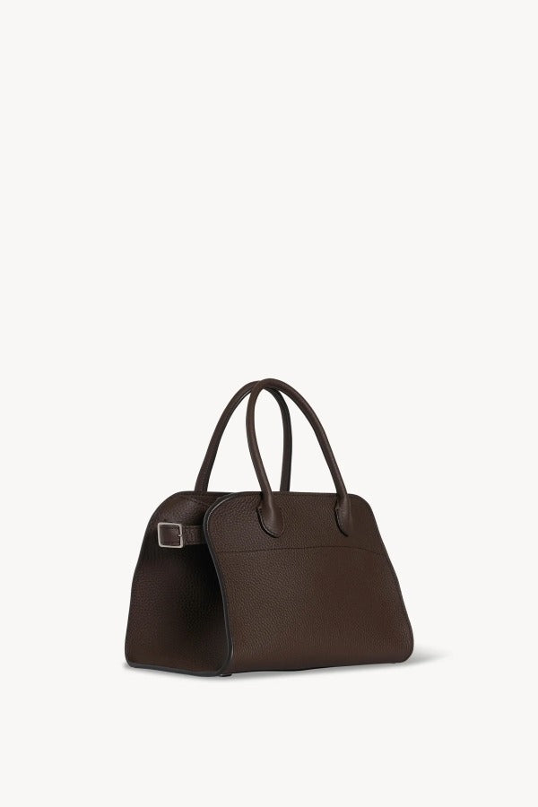 Front slanted view of deep brown soft margaux bag on white background, with no model shown.