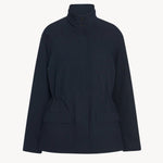 Front view of navy tanera jacket on white background, with no model shown.