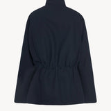 Back view of navy tanera jacket on white background, with no model shown.