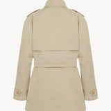 Back view of sandstone tavoris jacket on white background, with no model shown.