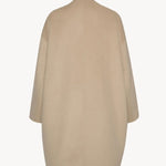 Back view of light pebble verlain coat on white background, with no model shown.