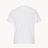 Back view of white wesler t-shirt on white background, with no model shown.