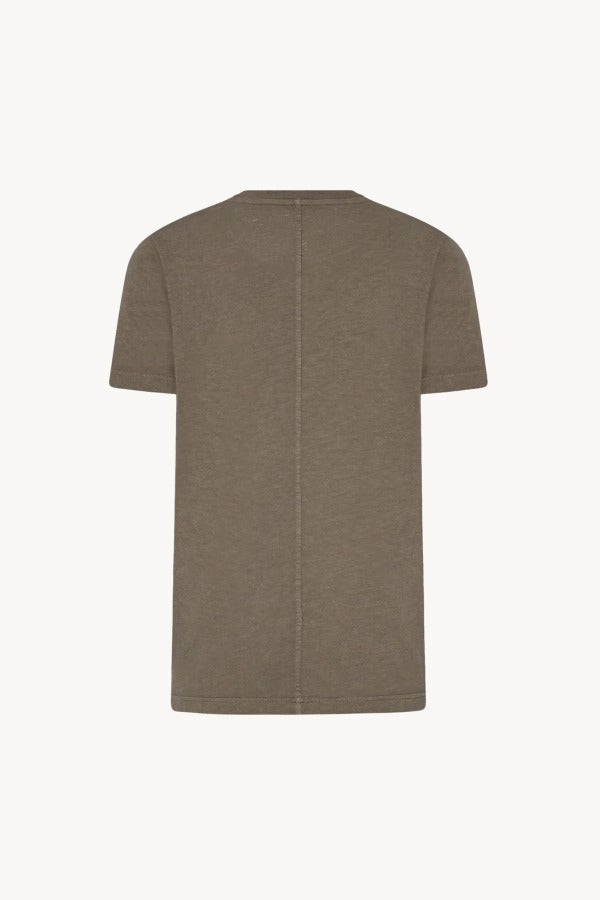 Back view of light sepia wesler t-shirt on white background, with no model shown.