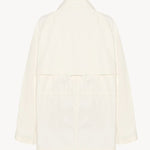 Back view of white elodianna jacket on white background, with no model shown.