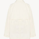 Back view of white elodianna jacket on white background, with no model shown.