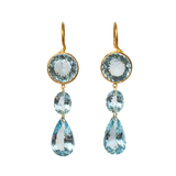 22K Yellow Gold Aquamarine and Paraiba Tourmaline Elizabeth T Earrings