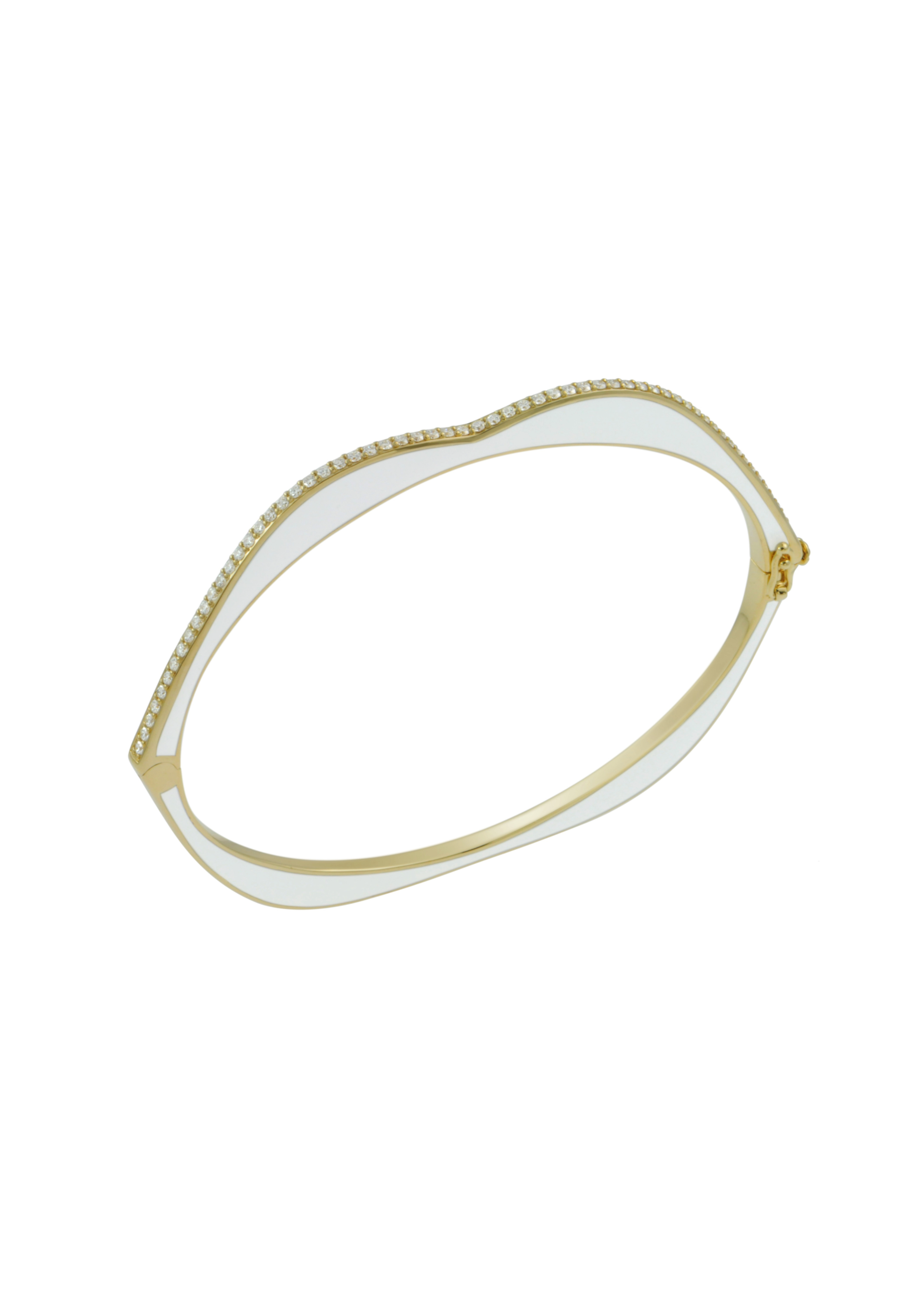 18K Yellow Gold White Enamel OMG Bracelet