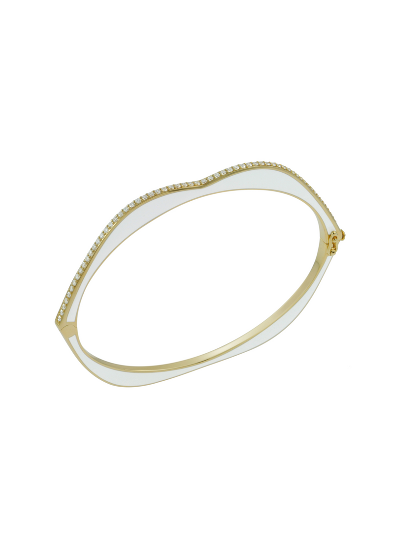 18K Yellow Gold White Enamel OMG Bracelet