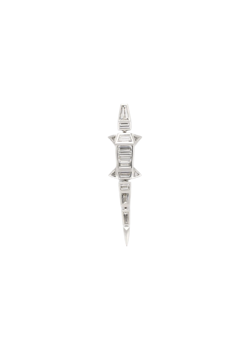 18K White Gold Diamond Alligator Single Earring
